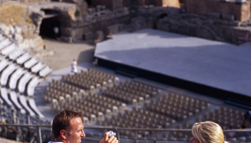 Remains of ancient Greek-style theaters show evidence of the skene, or