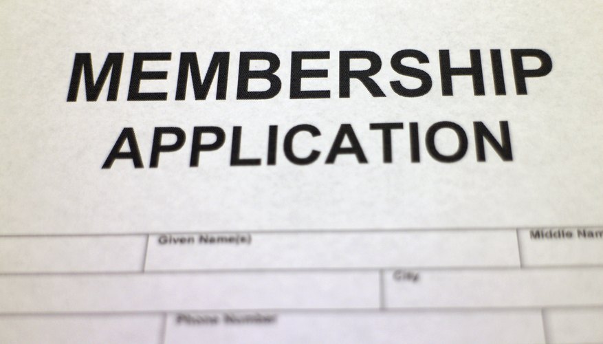 Blank membership application form