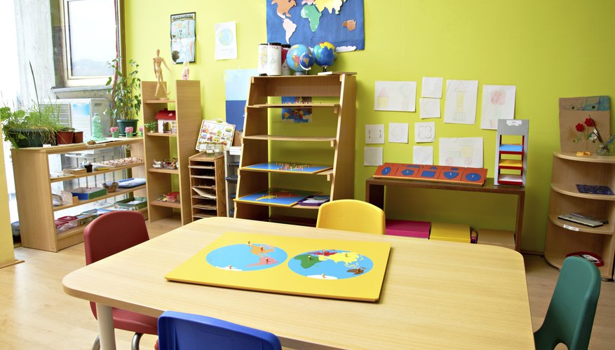 Brightly colored classroom walls