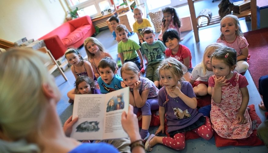 Teacher reading to classroom