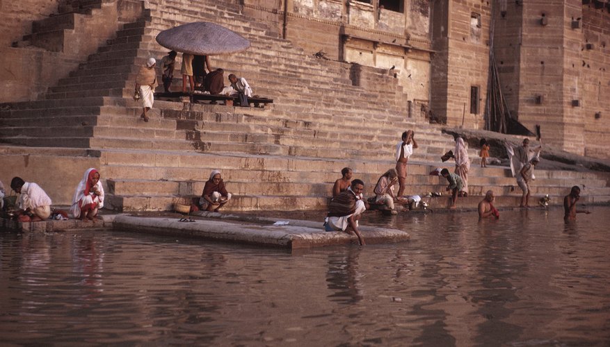 The sacred Ganges is worshiped as by Hindus.