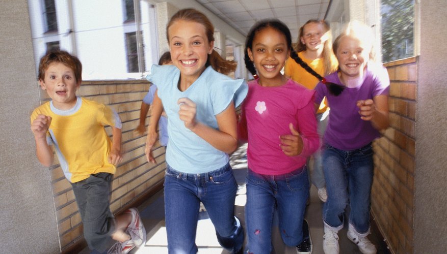 Kids running at school