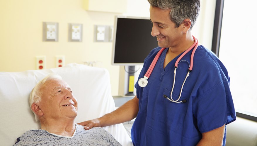 A doctor is talking to a senior patient.