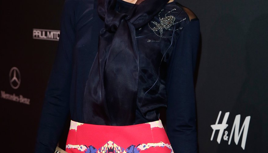Annina Frey uses a navy blouse to temper a vibrant skirt.