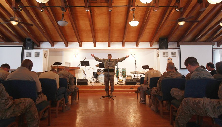 A U.S. Army chaplain leads a prayer session.