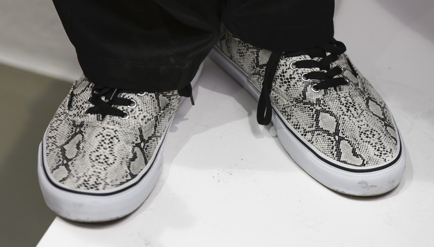 Vans in a bold animal pattern pair well with more dressed-up or polished outfits.