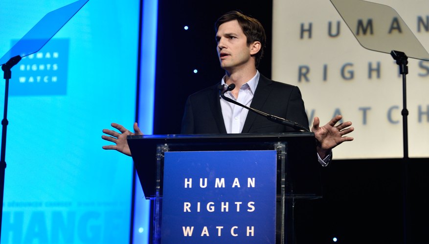 Ashton Kutcher giving speed for Human Rights Watch