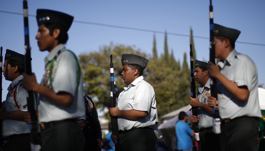 ROTC cadets march in parade