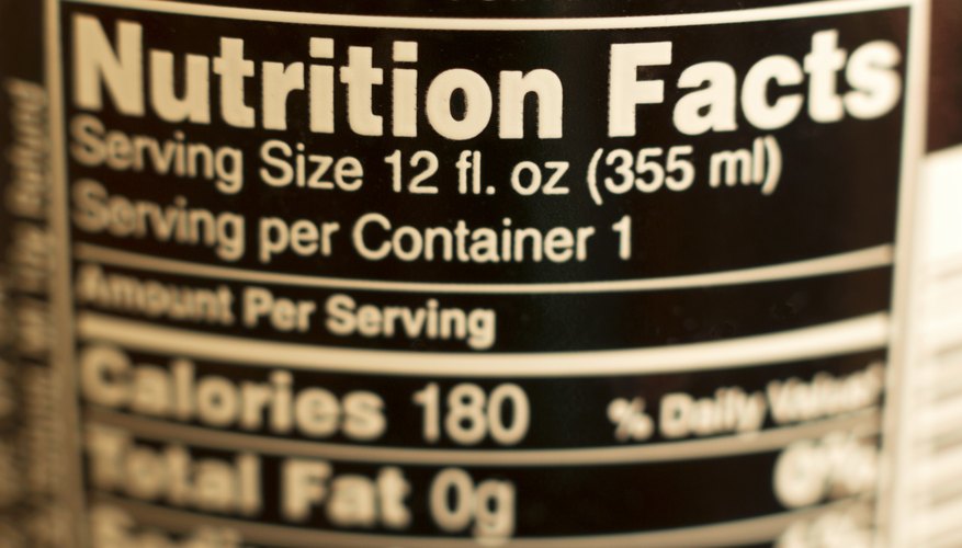Close-up of nutrition facts on back of food product.