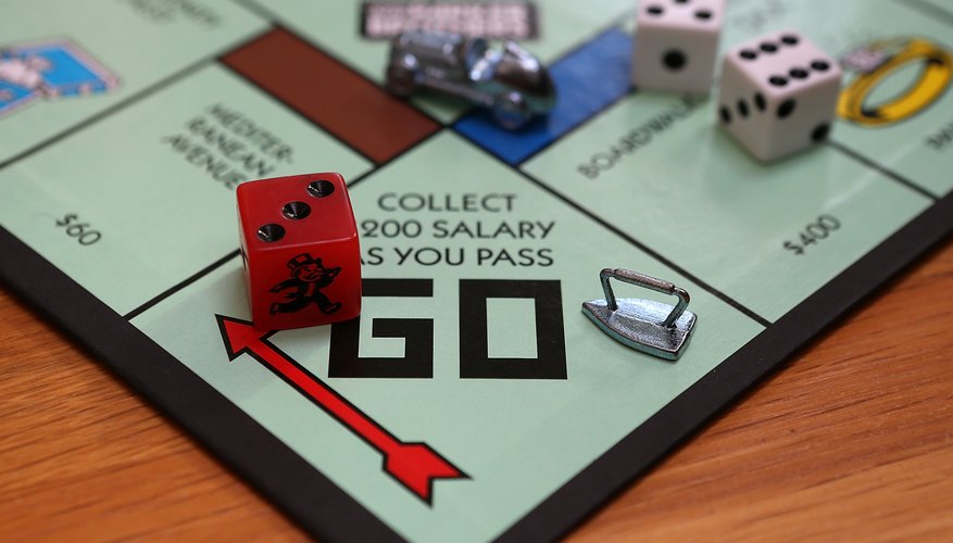 Close-up of a Monopoly board.