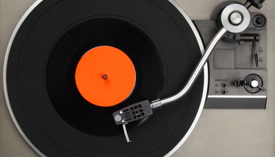 Bird's eye view of record player.