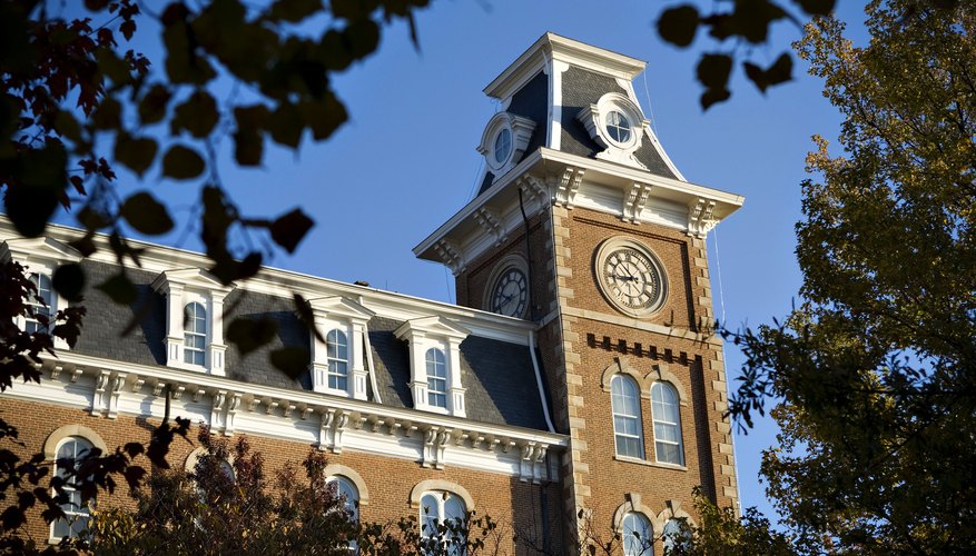 The Old Main, oldest building at the University of Arkansas