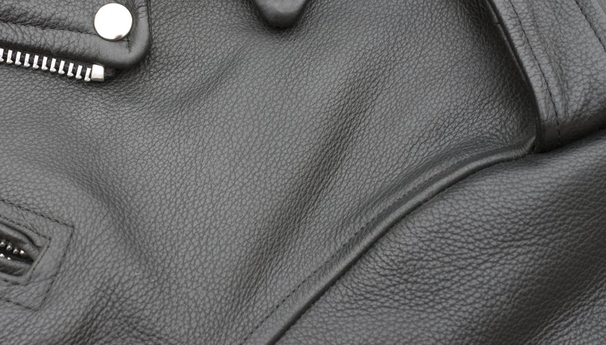 Leather jacket close up.