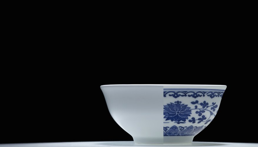 White and blue China bowl.