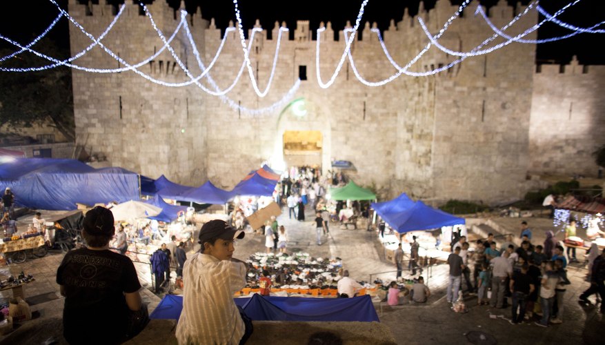 Lights adorn East Jerusalem during Eid al-Fitr.