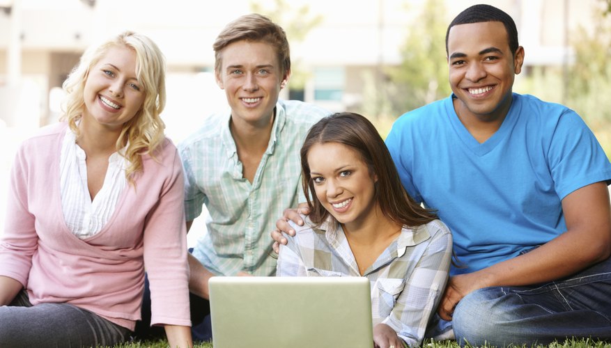 A group of happy university students.