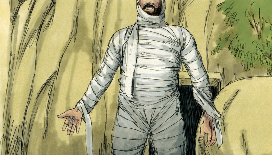 Lazarus emerging from his tomb illustration