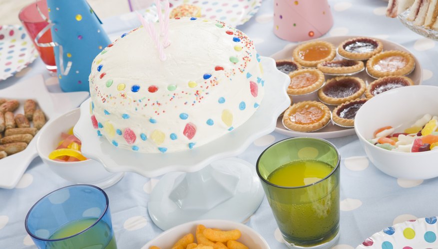 Make a rainbow cake to help your 2-year-old learn colors.