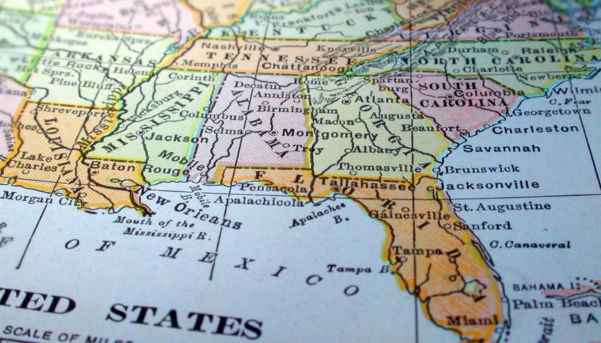 Close-up of United States map