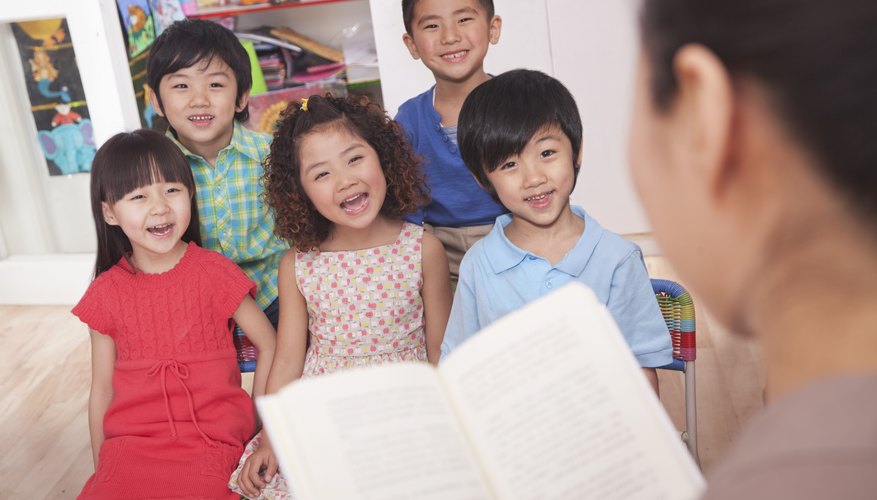 Teacher reading to students in classroom.