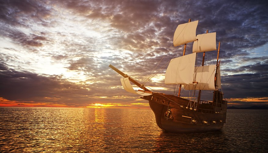A classic tall ship at sea.