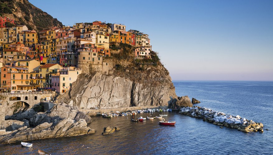 A small town in Northern Italy built into the cliffs above the sea.