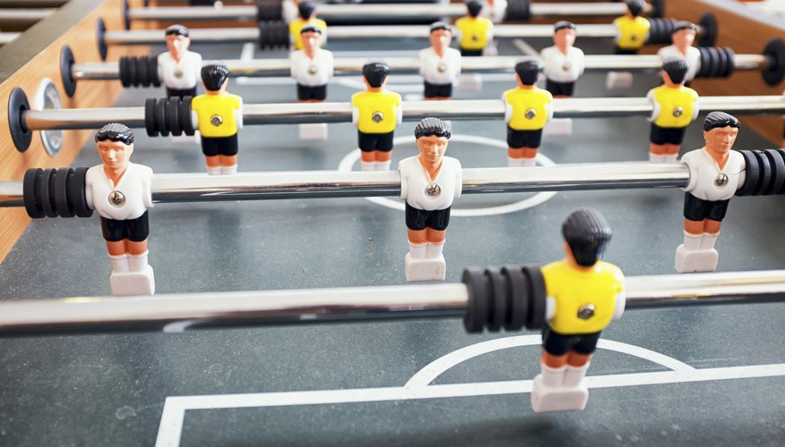 A foosball table.