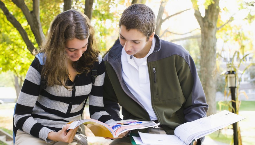 Students studying on campus.