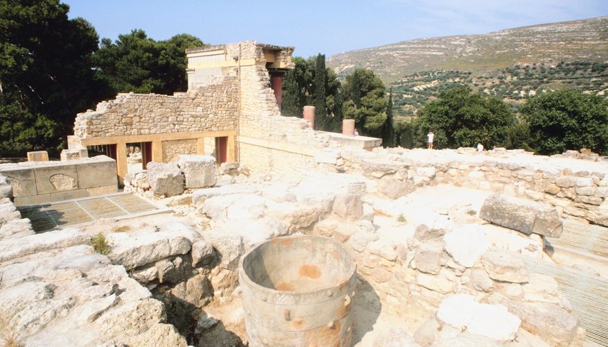 The Minoans built the palace of Knossos whose ruins are on the island of Crete.