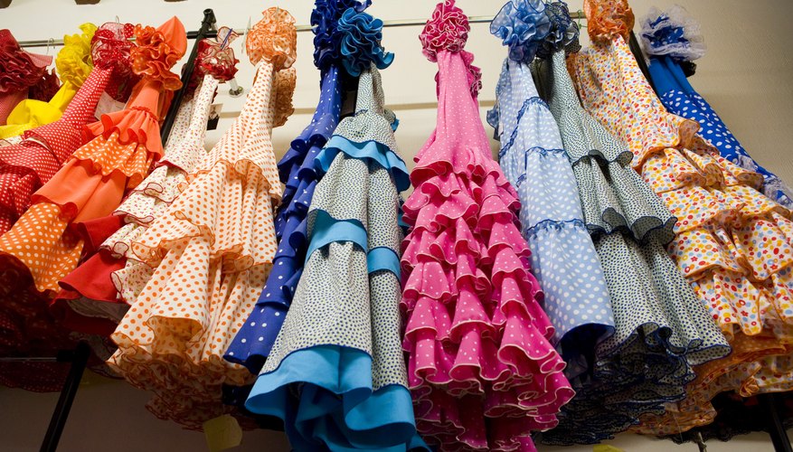 The flamenco dance incorporates vibrant clothing