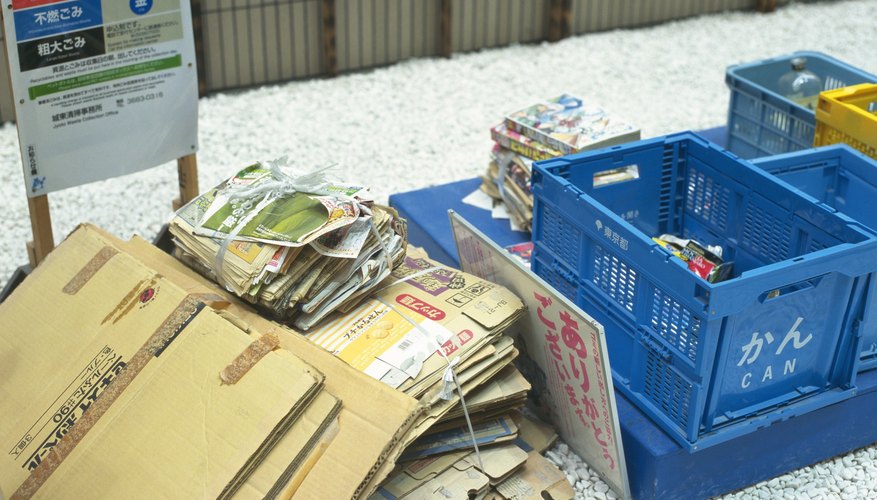 Broken down and bundled cardboard is ready for curbside pick-up.