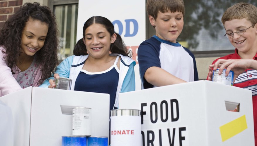 Encourage kids to participate in penny contests, food drives and eyeglass collections.