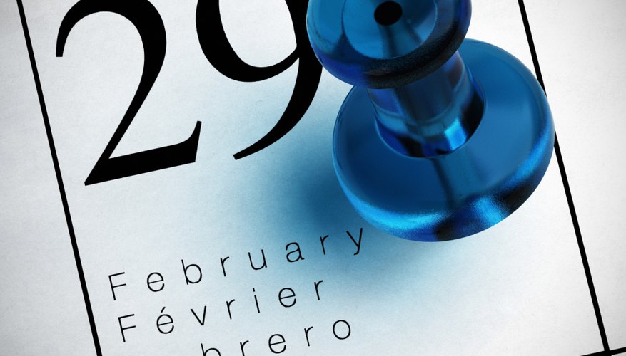 A leap year typically happens every four years.