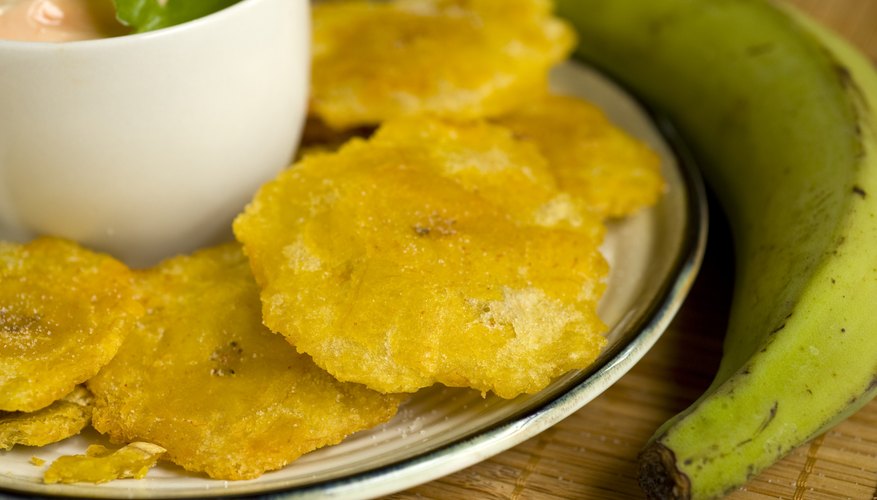 Tostones, made of fried green plantains.