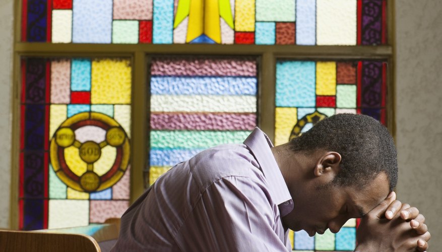 Man praying in church