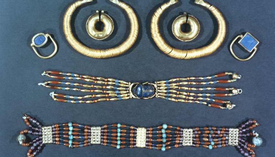 The jewelry of ancient Egypt was crafted with semiprecious stones, gold and copper.