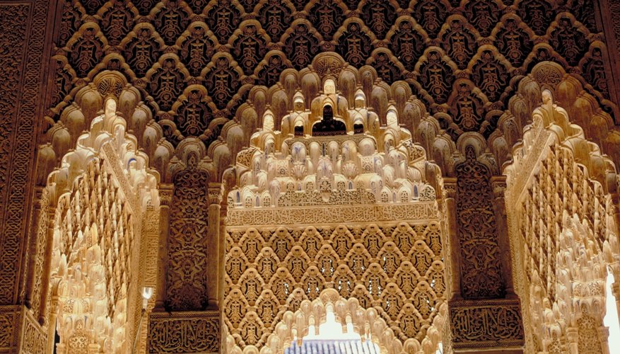 The Alhambra palace in Spain features arabesques carved in marble.