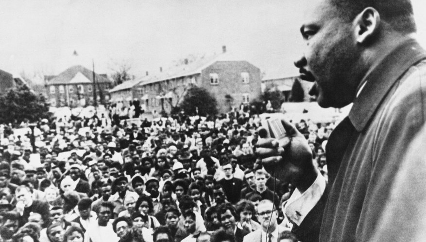 Martin Luther King Jr., speaking to crowd at civil rights march
