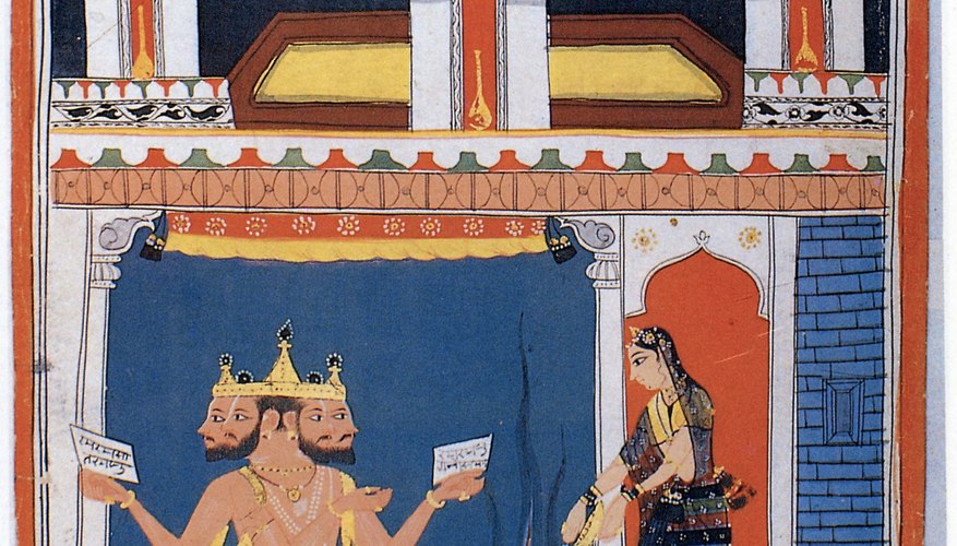 Brahma usually has a beard to signify age and wisdom.