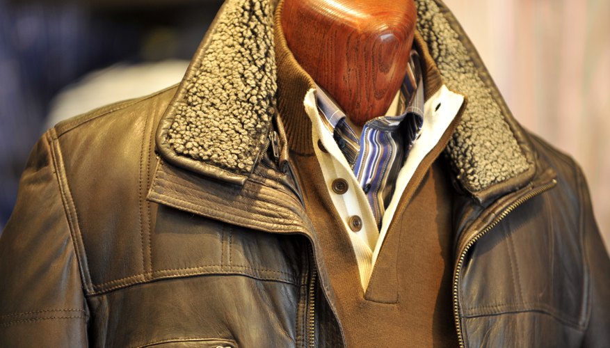 Aviator leather jacket on mannequin