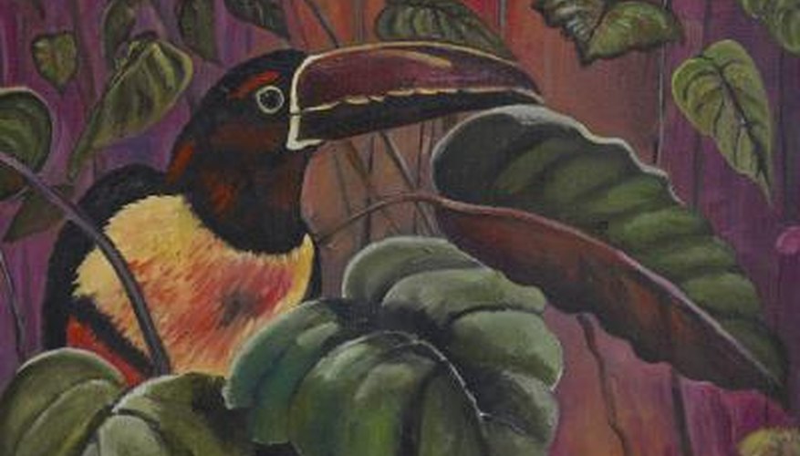 A base colour is used to create the colour of the bird's environment in most paintings.