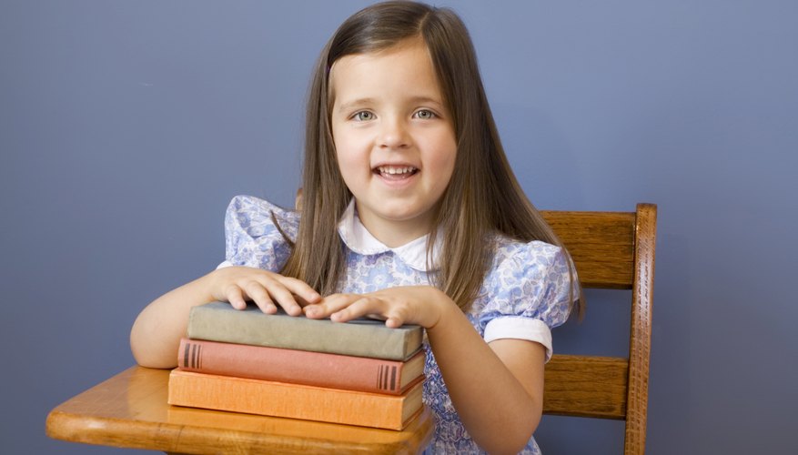 A third grade girl in class.