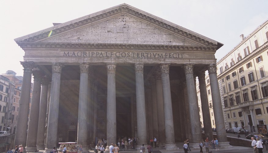 The exterior of the Pantheon in Rome, Italy.