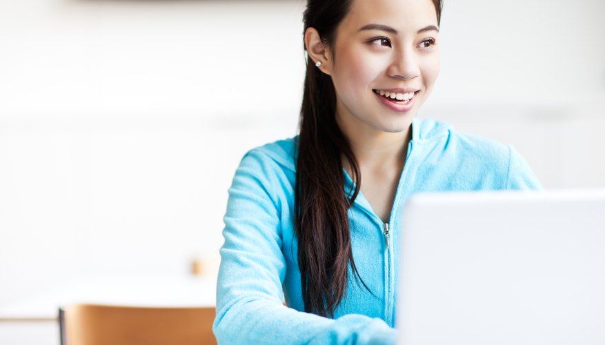 College student working on laptop