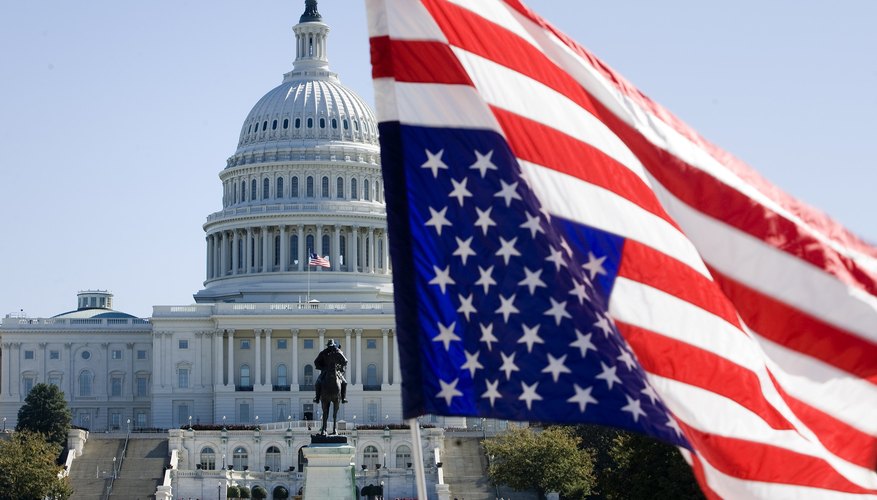 An American flag is flown upside-down at a anti-war rally in Washington D.C.