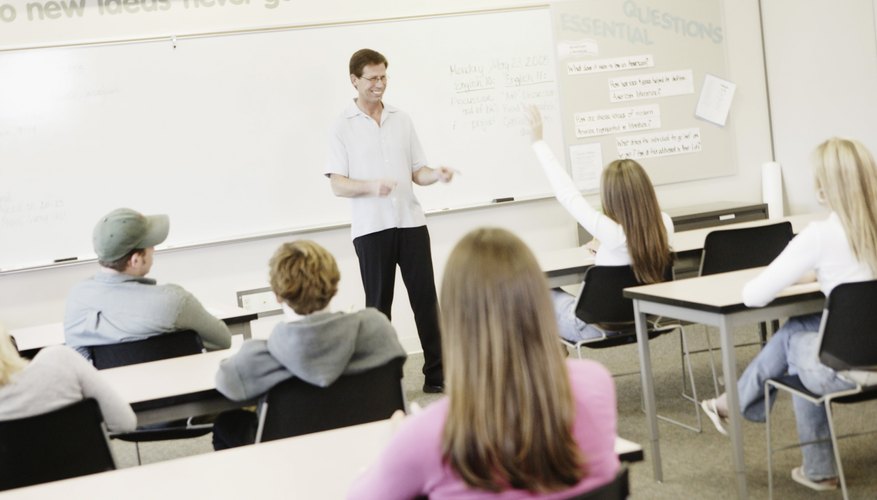 A traditional classroom makes the teacher the focal point.