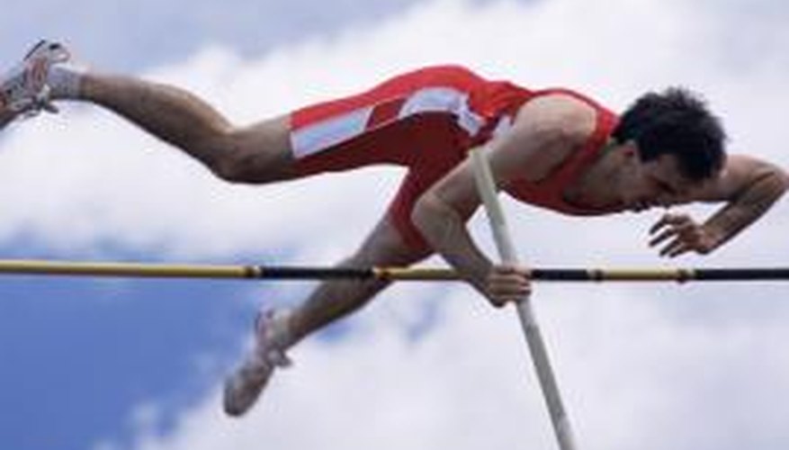 At the top of his vault, the pole vaulter's energy is all in gravitational potential energy form.