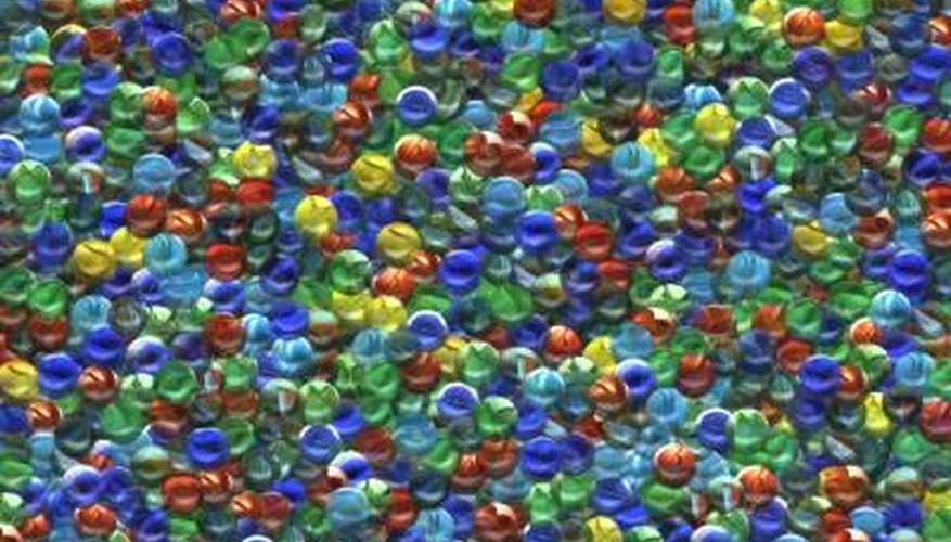 Marbles are made in many different colours.