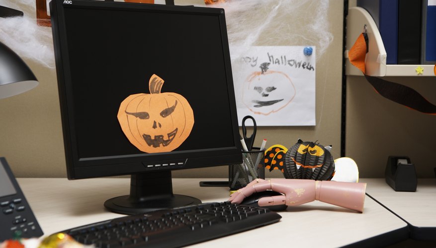Office with Halloween decorations