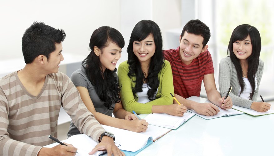 College students working in a group.